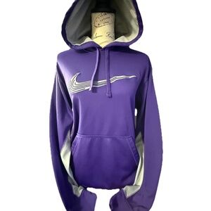 Nike Womens Medium Therma Fit Hoodie Purple and Grey Pullover Sweatshirt